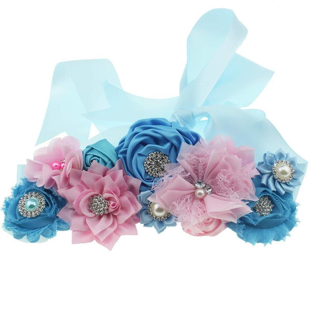 6097 Flower Sash Belt with Rhinestone for Wedding Bride/Maternity Pregnancy